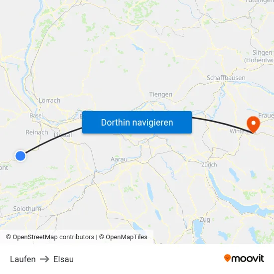 Laufen to Elsau map