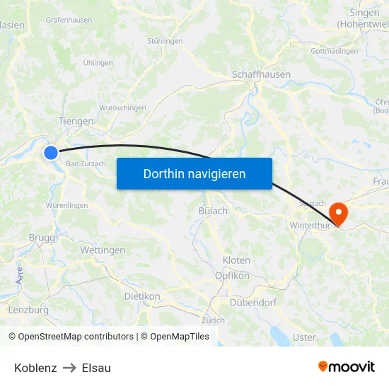 Koblenz to Elsau map