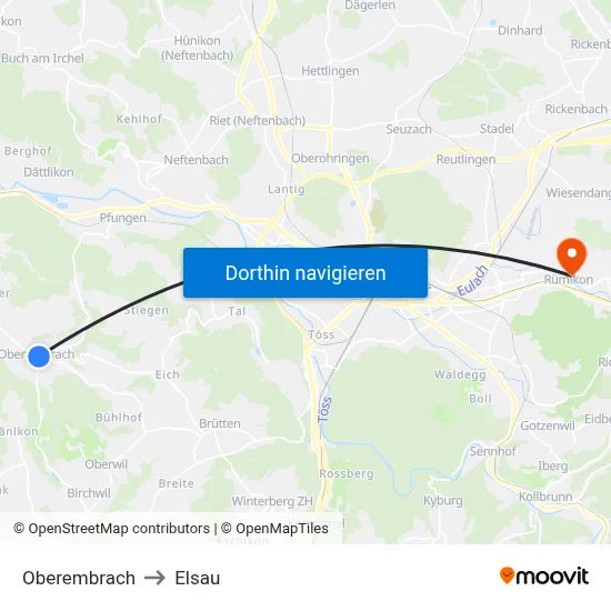 Oberembrach to Elsau map