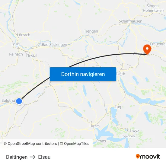 Deitingen to Elsau map