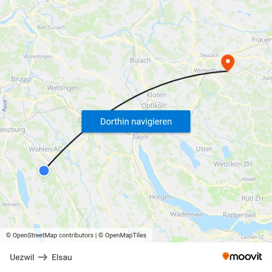 Uezwil to Elsau map