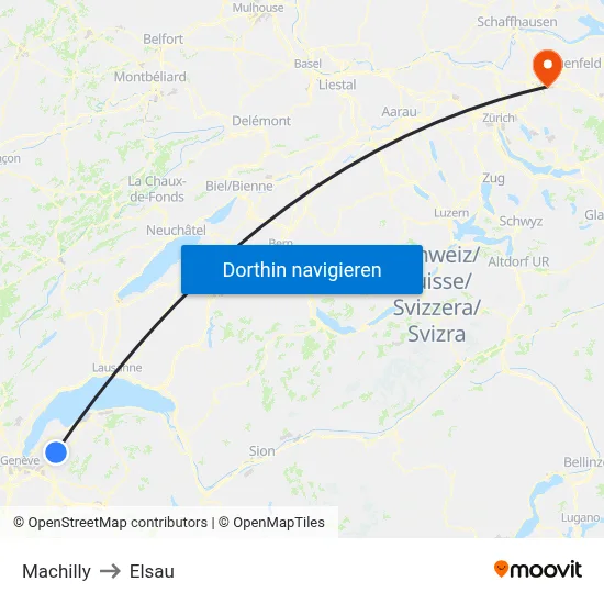 Machilly to Elsau map