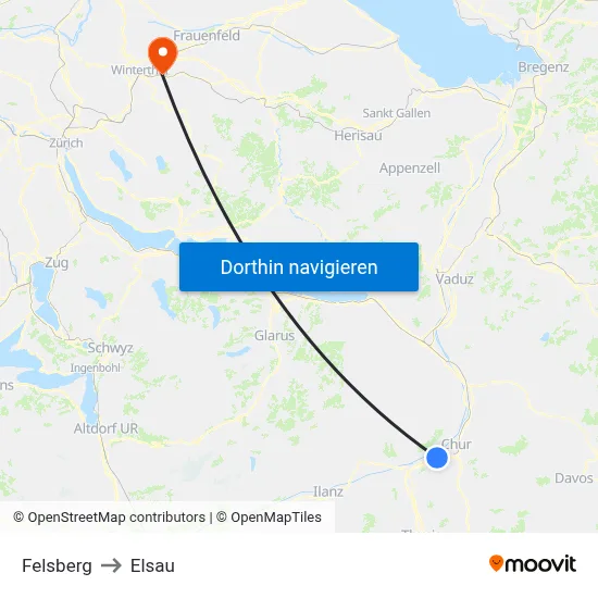 Felsberg to Elsau map