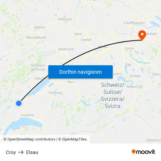 Croy to Elsau map