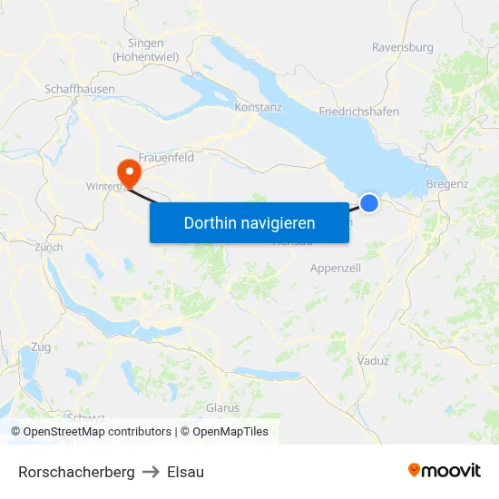 Rorschacherberg to Elsau map