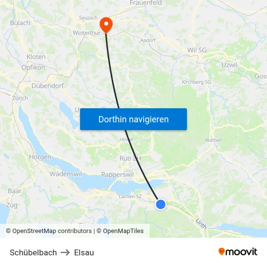 Schübelbach to Elsau map