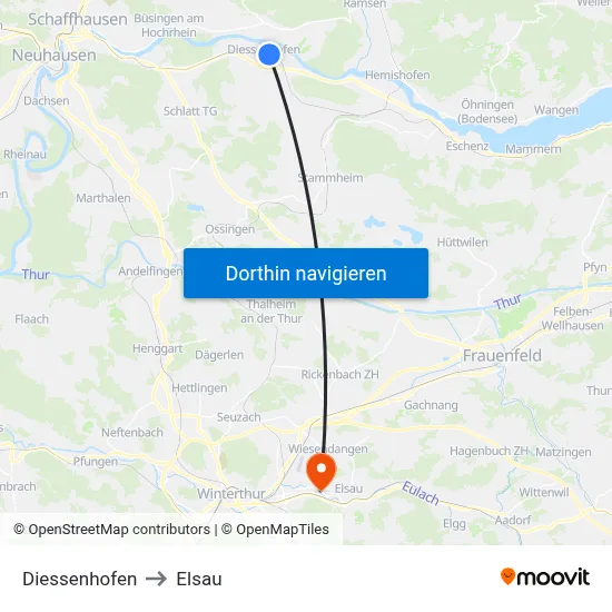 Diessenhofen to Elsau map