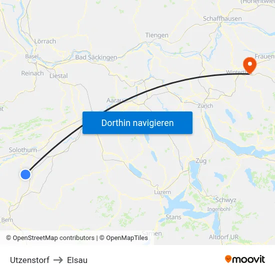 Utzenstorf to Elsau map