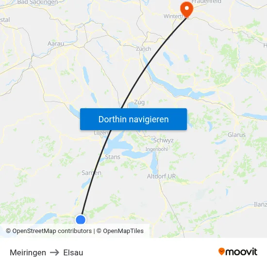Meiringen to Elsau map
