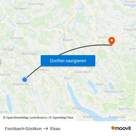 Fischbach-Göslikon to Elsau map