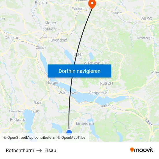 Rothenthurm to Elsau map
