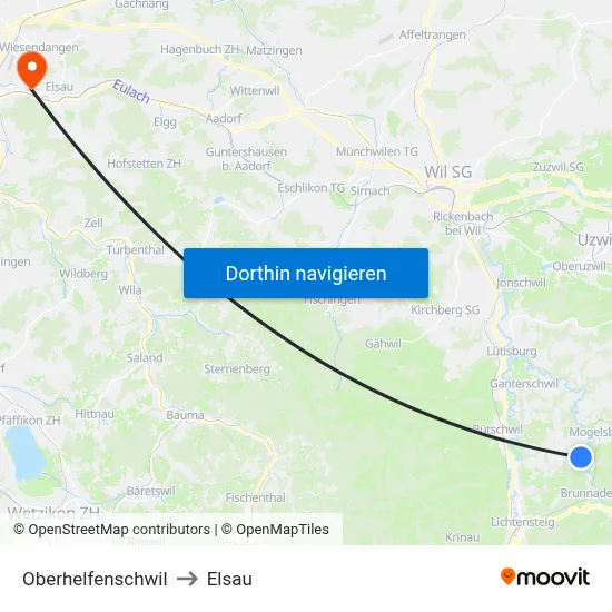 Oberhelfenschwil to Elsau map