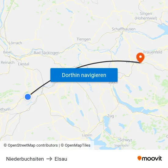 Niederbuchsiten to Elsau map