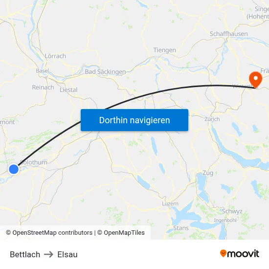 Bettlach to Elsau map