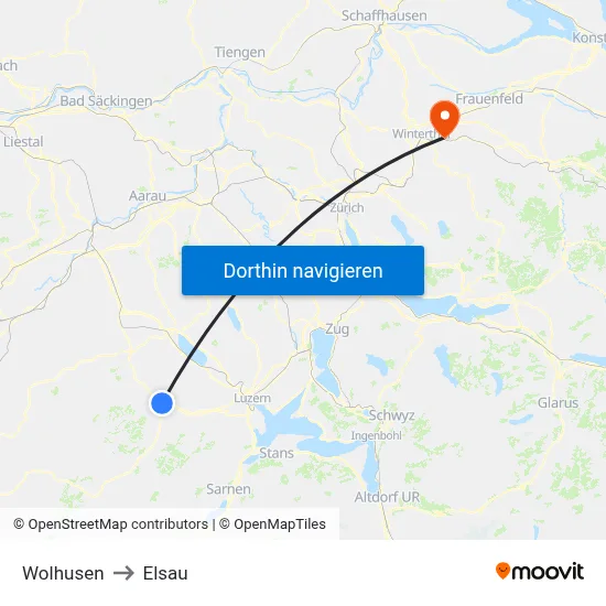 Wolhusen to Elsau map