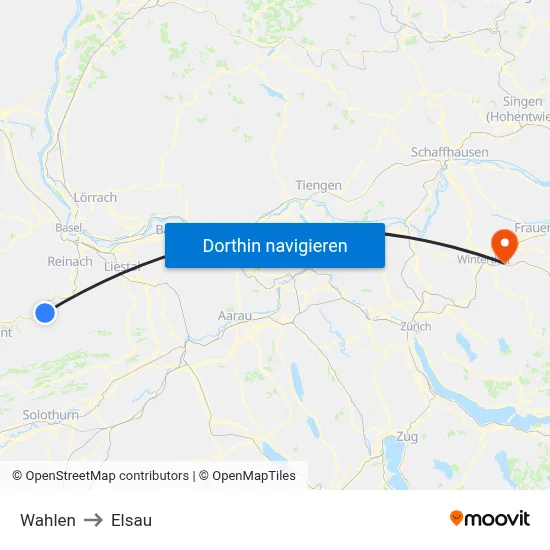Wahlen to Elsau map