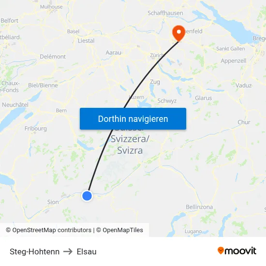 Steg-Hohtenn to Elsau map