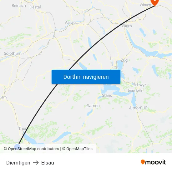 Diemtigen to Elsau map