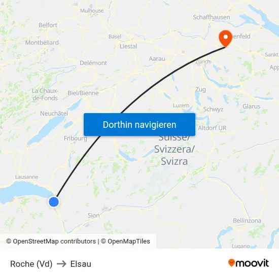 Roche (Vd) to Elsau map