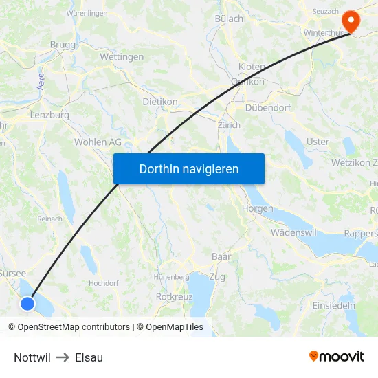 Nottwil to Elsau map