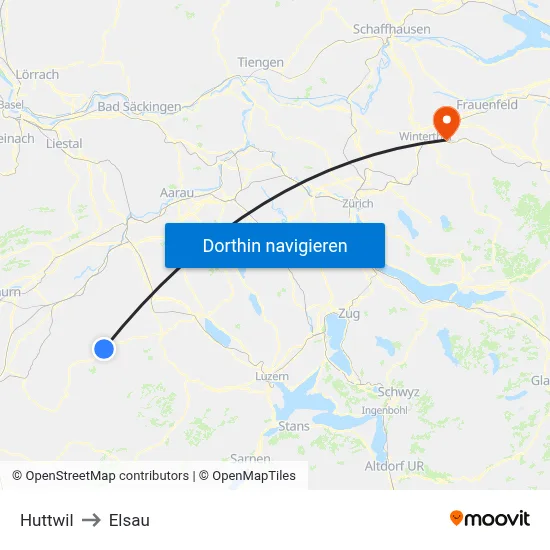 Huttwil to Elsau map