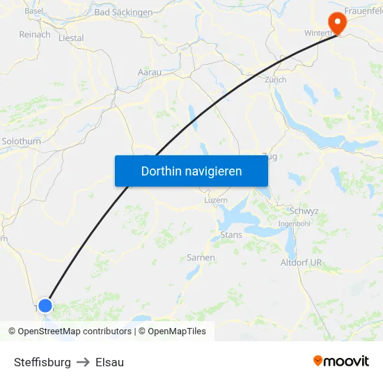 Steffisburg to Elsau map