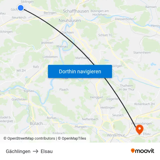 Gächlingen to Elsau map