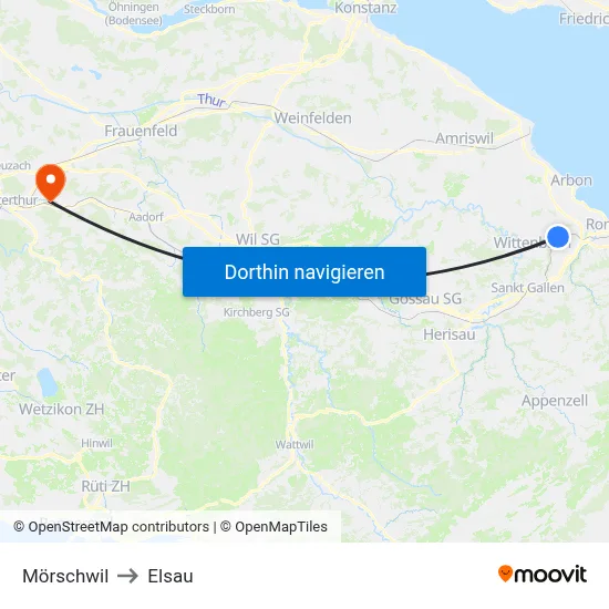 Mörschwil to Elsau map