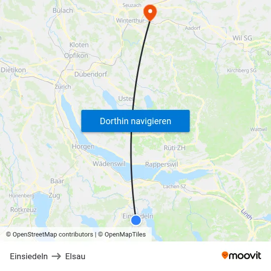 Einsiedeln to Elsau map