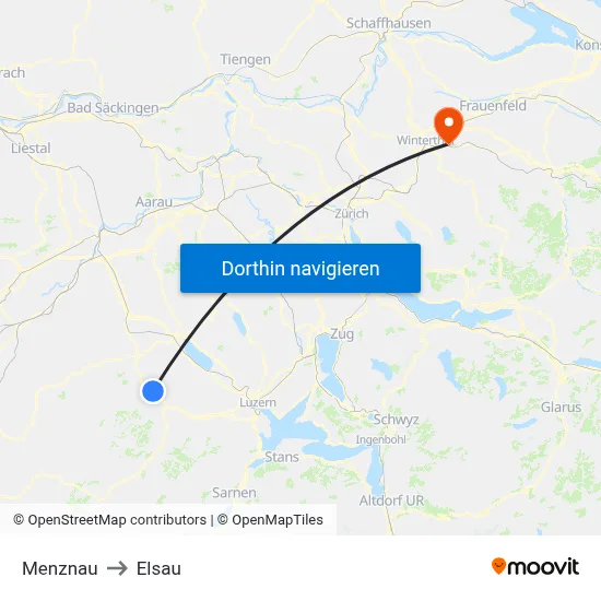 Menznau to Elsau map