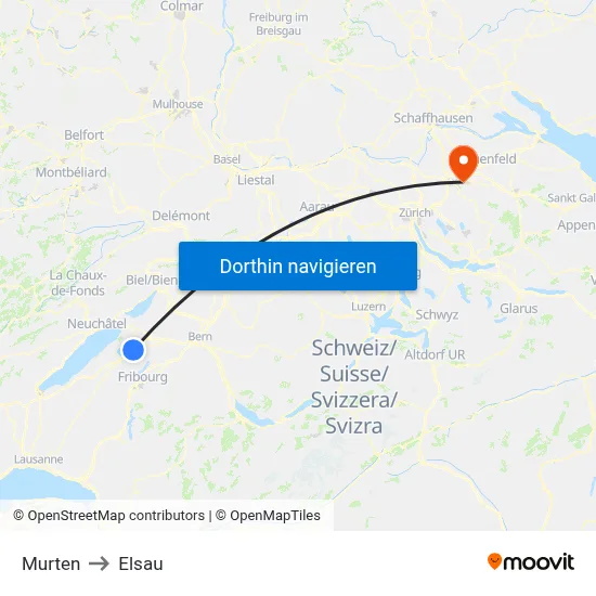 Murten to Elsau map