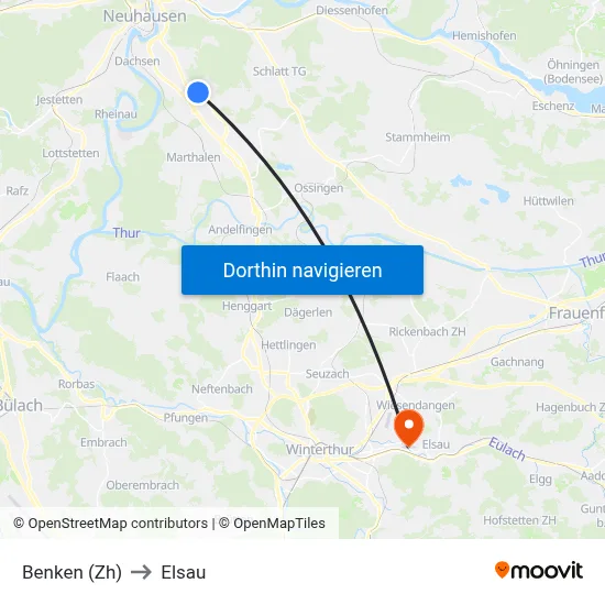 Benken (Zh) to Elsau map