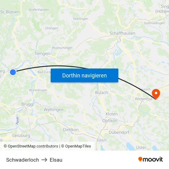 Schwaderloch to Elsau map