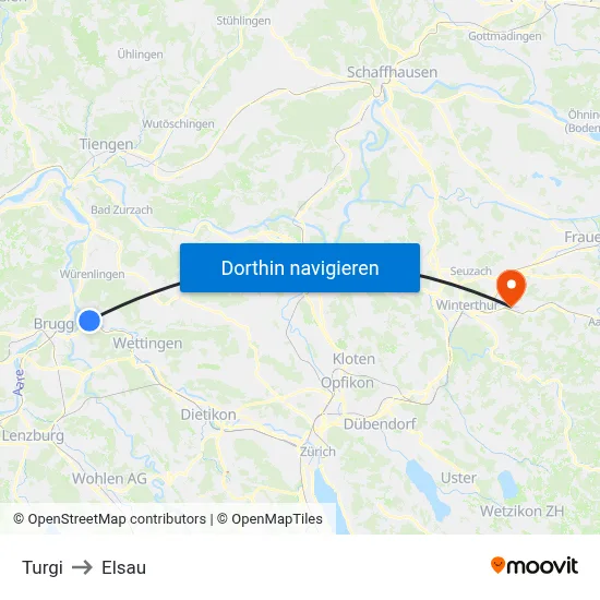 Turgi to Elsau map