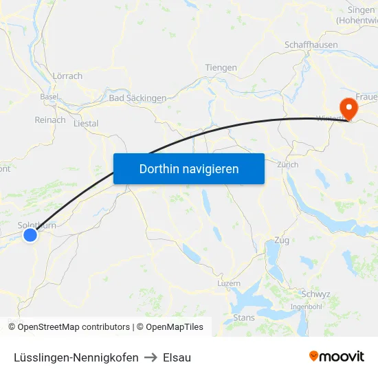 Lüsslingen-Nennigkofen to Elsau map