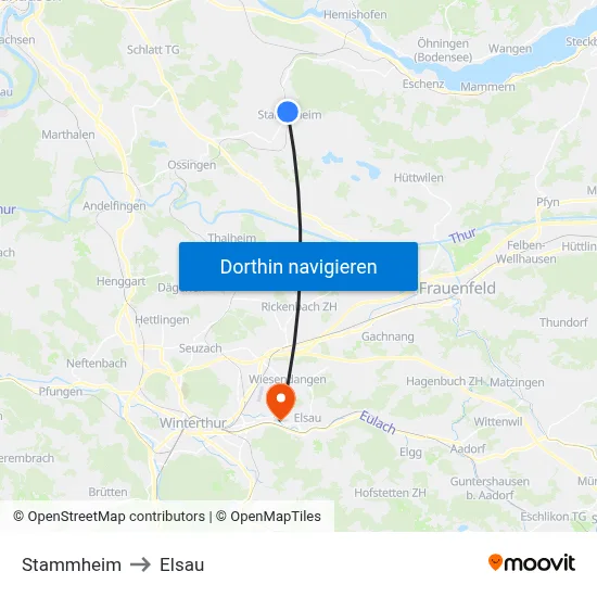 Stammheim to Elsau map