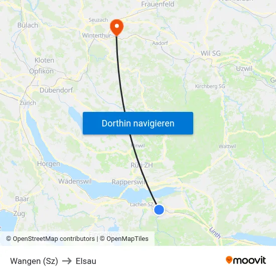 Wangen (Sz) to Elsau map