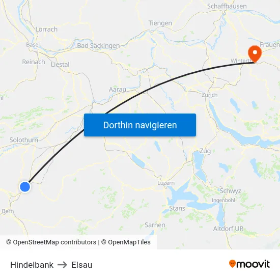 Hindelbank to Elsau map