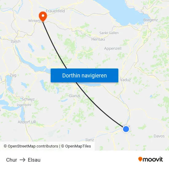 Chur to Elsau map