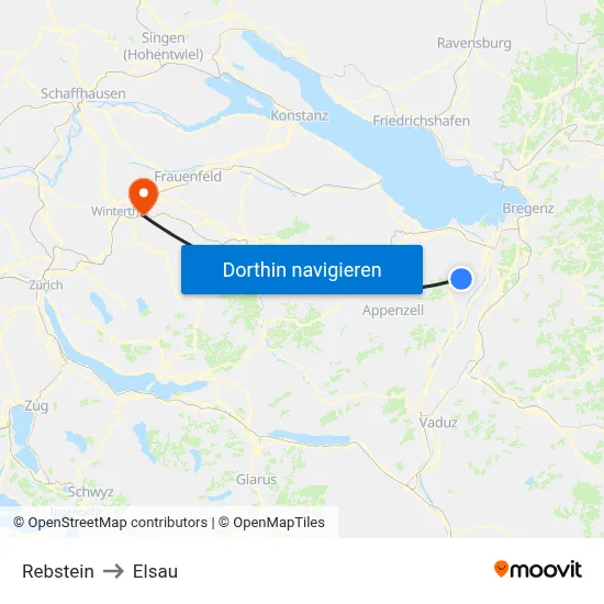 Rebstein to Elsau map