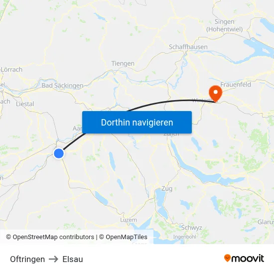 Oftringen to Elsau map