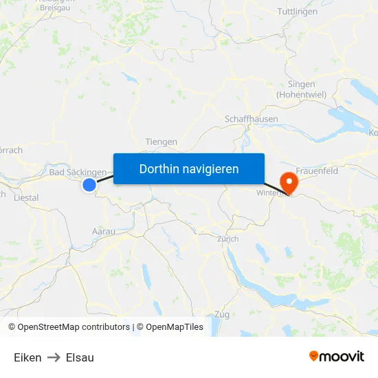 Eiken to Elsau map