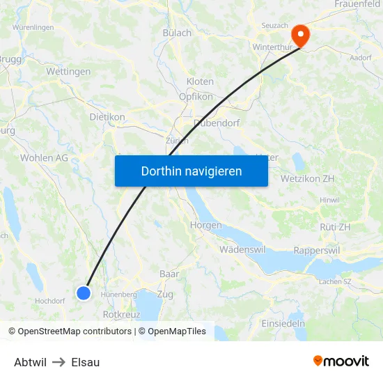 Abtwil to Elsau map
