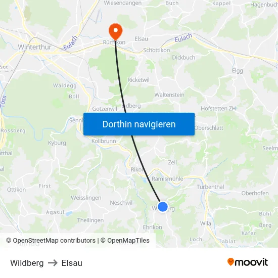Wildberg to Elsau map