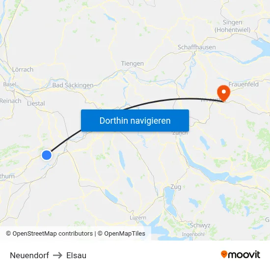 Neuendorf to Elsau map
