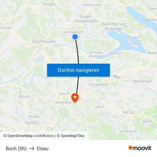 Buch (Sh) to Elsau map