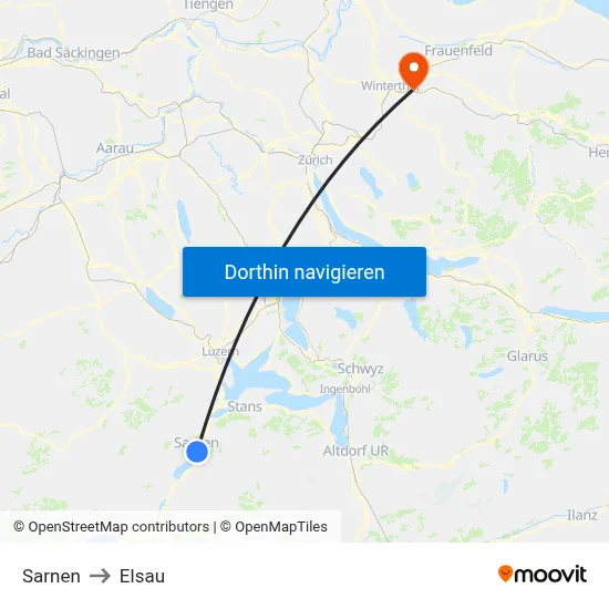 Sarnen to Elsau map