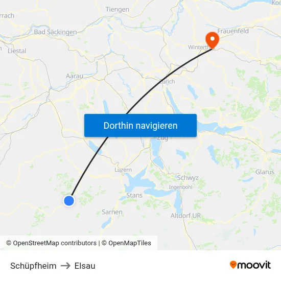 Schüpfheim to Elsau map
