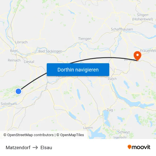 Matzendorf to Elsau map