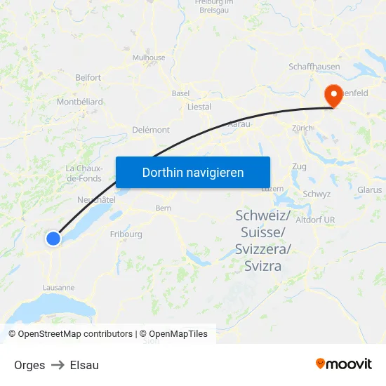 Orges to Elsau map